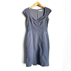 Rebecca Taylor Sweetheart Neckline Bodycon Sheath Dress | Cap Sleeve | Gray